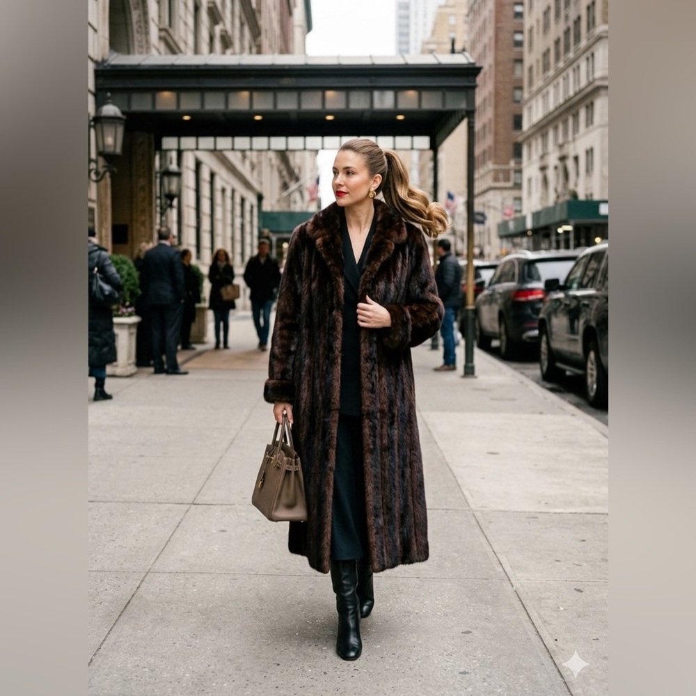 Dennis Basso Faux Mink Long Coat Old Money Luxury Winter’s Fall Women Size S